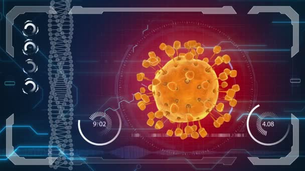 Virus, batteri, microbi. HUD Futuristico background medico. Concetto anatomico — Video Stock