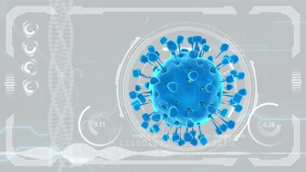 Virus, bacterias, microbios. HUD Formación médica futurista. Concepto de anatomía — Vídeos de Stock
