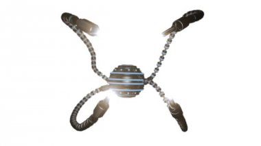 Fütüristik robot dron tentacles ile. Gelecekteki kavramı.