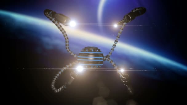 Futuristické robota dron s chapadly. Budoucí koncepce. — Stock video