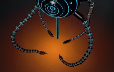 Fütüristik robot dron tentacles ile. Gelecekteki kavramı.