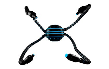 Fütüristik robot dron tentacles ile. Gelecekteki kavramı.