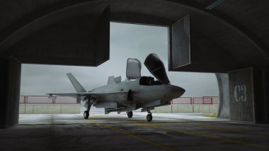 F 35 , american military fighter plane. Militay base, angar