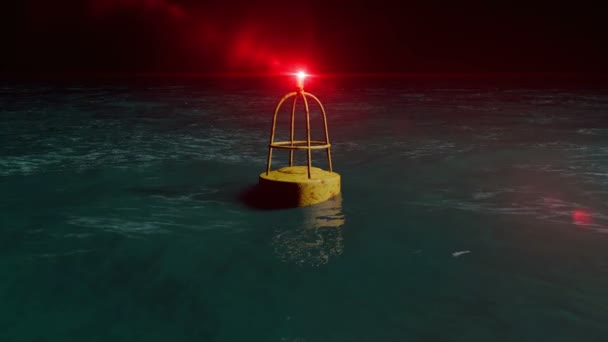 Danger Buoy. a buoy floats and spins in open water. — Stock Video