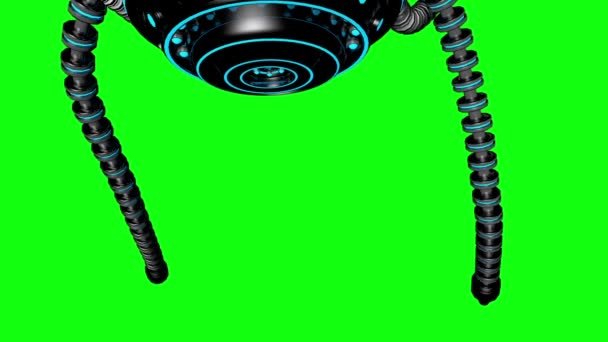 Futuristic robot dron with tentacles. Future concept. Animation. Green screen — Stock Video