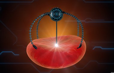 Nano robot ve kan hücresi enjeksiyon. Tıbbi kavramı anatomik gelecek