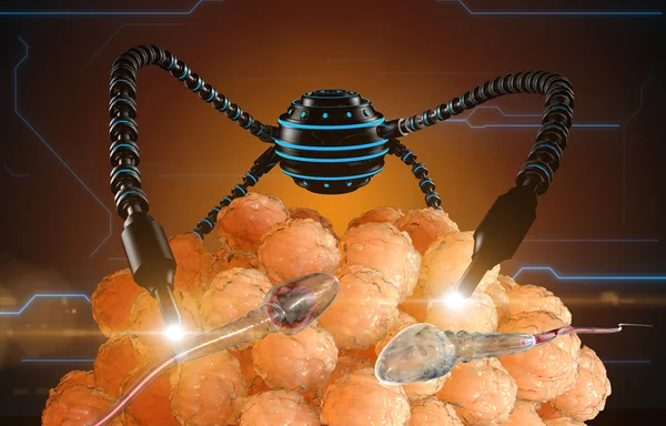 Nanoroboter befruchten die Eizelle. medizinisches Konzept anatomische Zukunft — Stockfoto