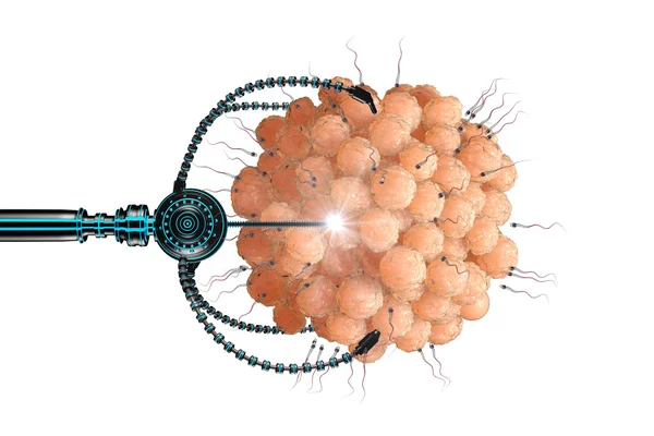 Nanorobot fertiliza el óvulo celular. Concepto médico futuro anatómico — Foto de Stock