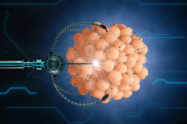 Nanorobot bevruchten het ei van de cel. Medische concept anatomische toekomst — Stockfoto