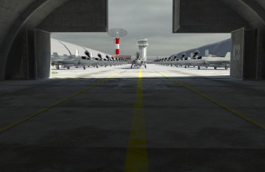 F 35, Amerikan askeri avcı uçağı. Militay temel, hangar, bunker