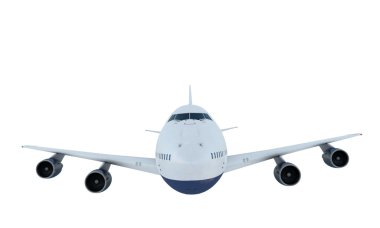 Beyaz uçak uçan. uçak boeing 747. İzole