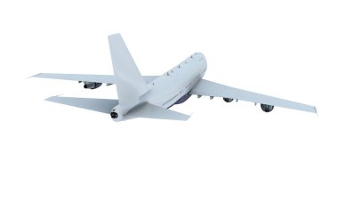 Beyaz uçak uçan. uçak boeing 747. İzole