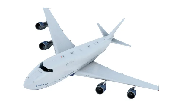 Λευκό αεροπλάνο που φέρουν. αεροσκάφος boeing 747. Απομόνωση — Φωτογραφία Αρχείου