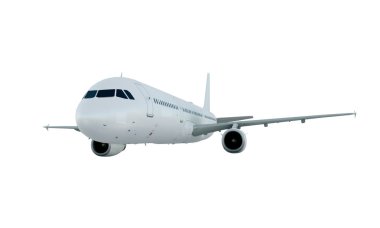 Beyaz uçak uçan. uçak airbus a321 izole beyaz arka plan üzerinde