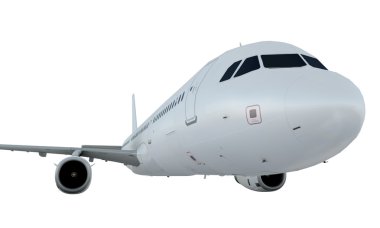 Beyaz uçak uçan. uçak airbus a321 izole beyaz arka plan üzerinde