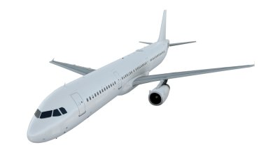 Beyaz uçak uçan. uçak airbus a321 izole beyaz arka plan üzerinde