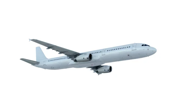 Beyaz uçak uçan. uçak airbus a321 izole beyaz arka plan üzerinde