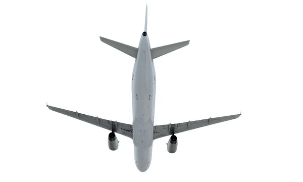 White plane flying. airplane airbus a321 isolate on white background — Stock Photo, Image