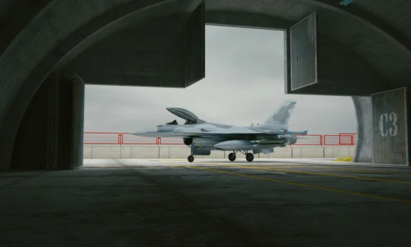 F 16, 미국 군 전투기입니다. Militay 기본, 격납고, 벙커 — 스톡 사진
