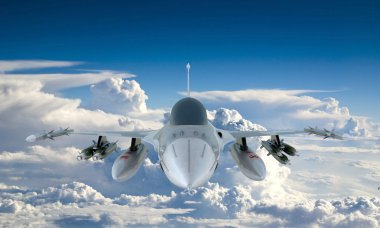jet F-16 fly in the sky , american military fighter plane.  USA army clipart