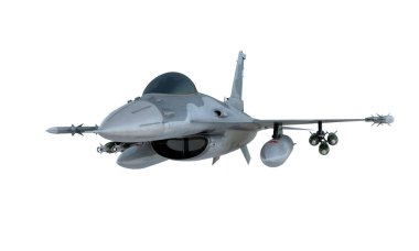 Jet F-16 izole beyaz arka plan üzerinde. Amerikan askeri avcı uçağı. ABD Ordusu