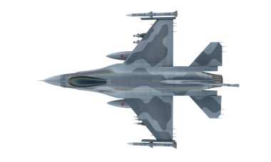 Jet F-16 izole beyaz arka plan üzerinde. Amerikan askeri avcı uçağı. ABD Ordusu