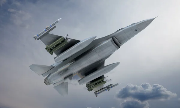 Jet F-16 vliegen in de lucht, de Amerikaanse militaire gevechtsvliegtuig. VS-leger — Stockfoto