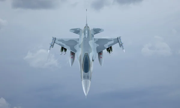 Самолет F-16 летает в небе, американский военный истребитель. Армия США — стоковое фото