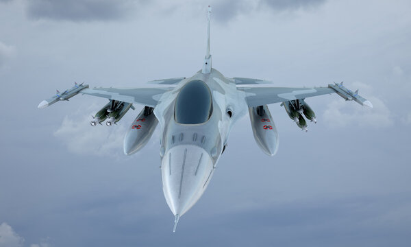 jet F-16 fly in the sky , american military fighter plane.  USA army
