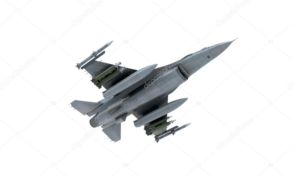 jet F-16 isolate on white background.  american military fighter plane.  USA army