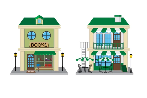 Tienda de libros y Café — Vector de stock