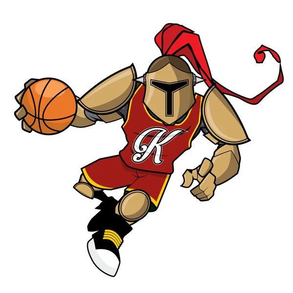 Basket Ball maskotka - Złotego rycerza — Wektor stockowy