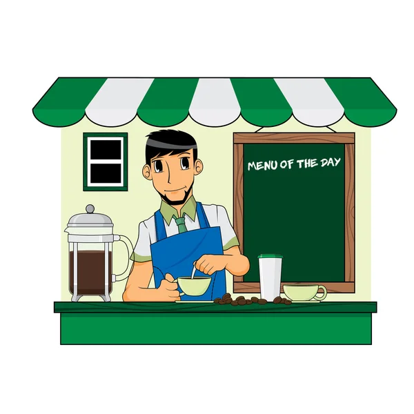 Barista en la cafetería — Vector de stock