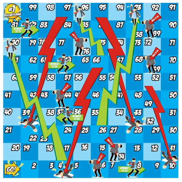 Gioco di serpenti e scale - Tema uomini d'affari — Vettoriale Stock