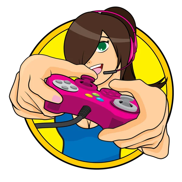 Linda chica Gamer — Vector de stock