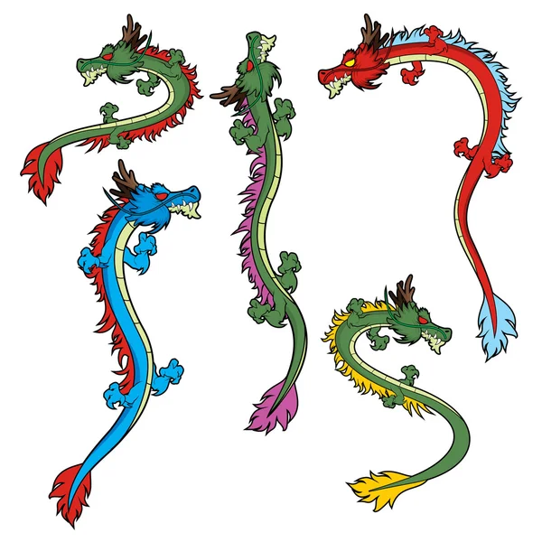 Chinese Dragons Set — Stockvector