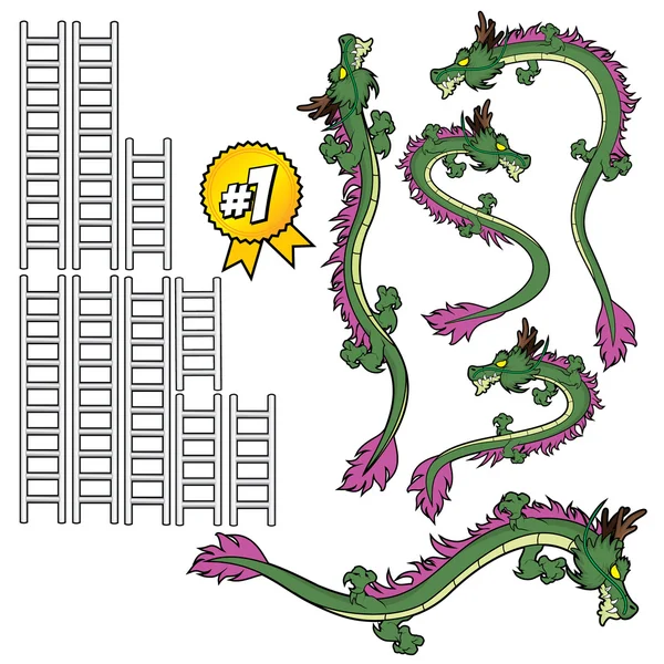 Set di scale e draghi verdi — Vettoriale Stock