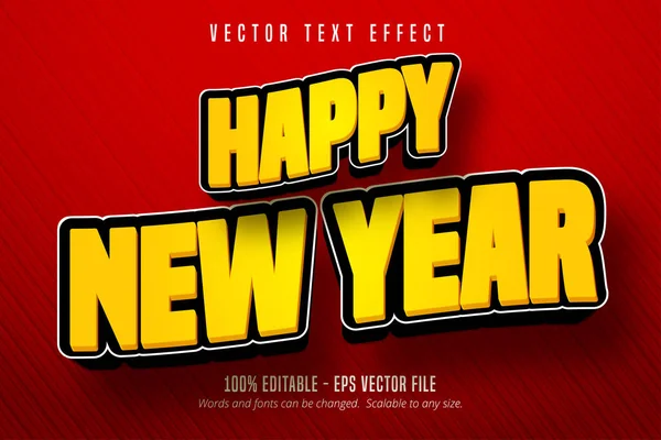 Happy New Year Text Cartoon Style Editable Text Effect — Stockový vektor