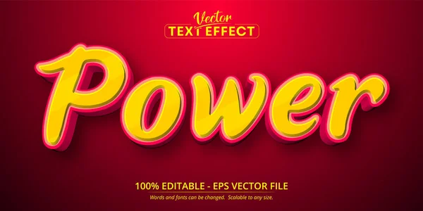Texto Poder Efecto Texto Editable Estilo Dibujos Animados — Vector de stock