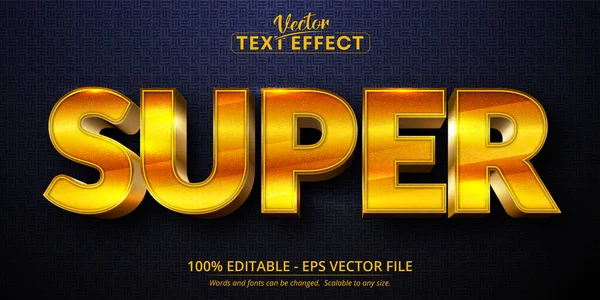Super Texto Brillante Efecto Texto Editable Estilo Dorado — Vector de stock