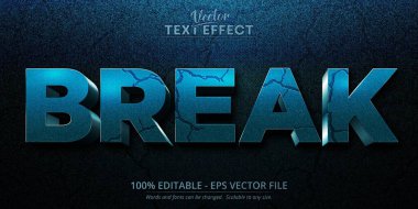 Break text, textured turquoise color style editable text effect vector