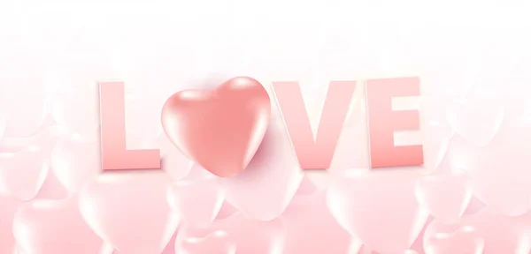Valentine Day Sale Affiche Bannière Avec Nombreux Cœurs Doux Sur — Image vectorielle