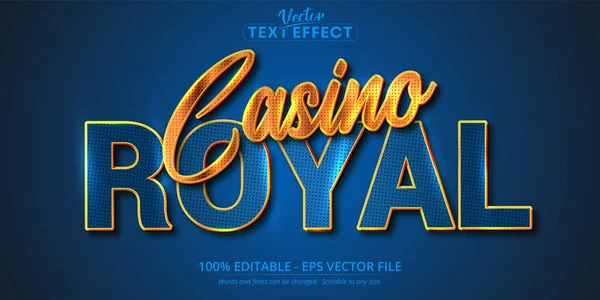 Казино Royal Text Shiny Golden Blue Color Style Editable Text — стоковый вектор