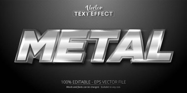 Metal metin, parlak gümüş rengi düzenlenebilir metin efekti