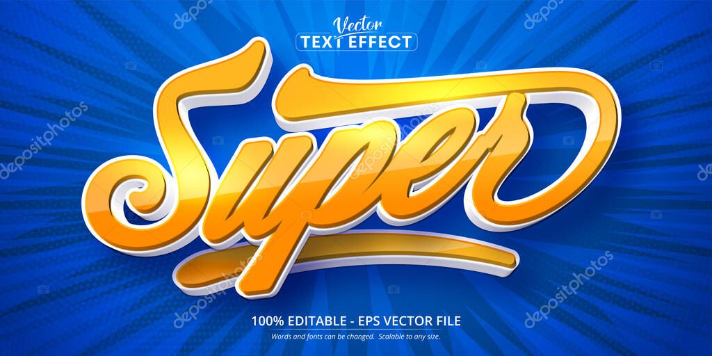 Super text, cartoon style editable text effect