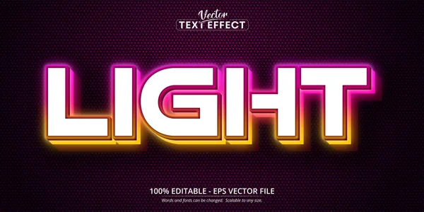Světlý Text Neonový Styl Upravitelný Textový Efekt — Stockový vektor
