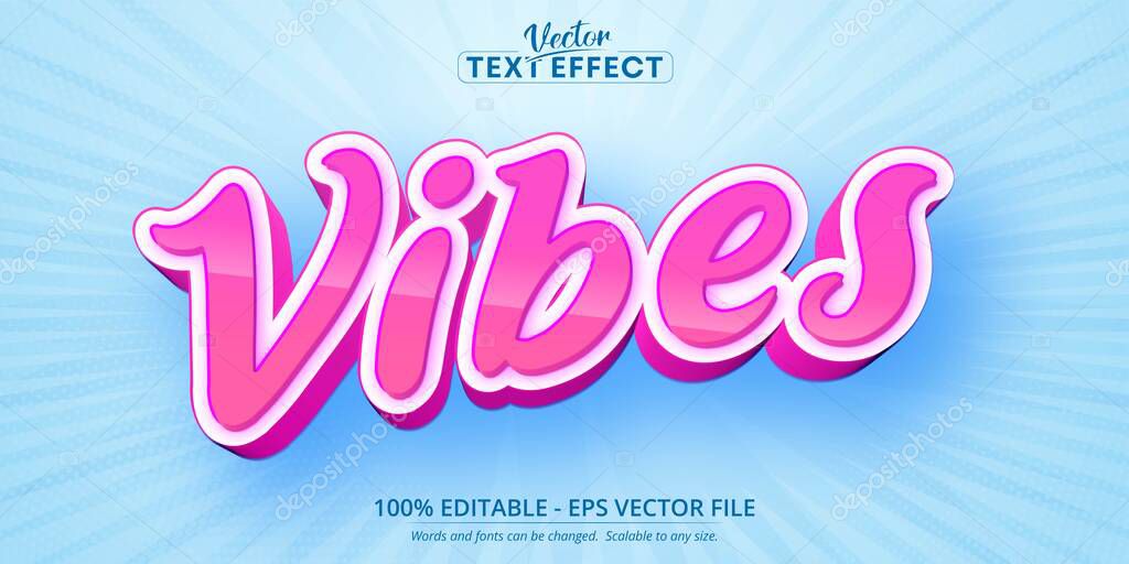 Vibes text, cartoon style editable text effect