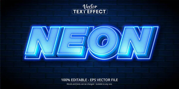 Texto Neón Efecto Texto Editable Estilo Neón — Vector de stock