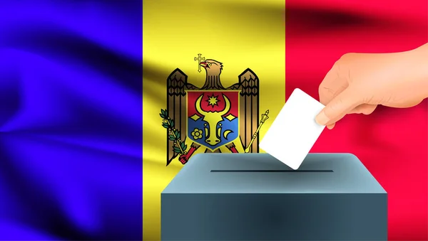 Moldavie Drapeau Vote Main Masculin Avec Moldavie Concept Concept Idée — Image vectorielle