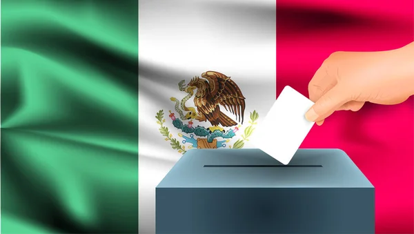 Bandeira México Mão Masculina Votando Com Fundo Ideia Conceito Bandeira —  Vetores de Stock